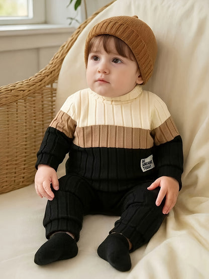 Toddler Boys' Casual Color-Block Long Sleeve Top & Pants Set