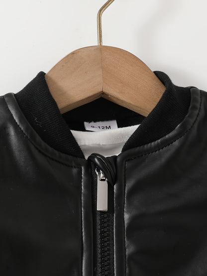 Fashionable And Cool Jackets for Children Under 3 Years Old, Suitable for Autumn And Winter, Windproof And Waterproof, Featuring a Long-Sleeve Zip Closure, Regular Fit, Made of Solid Color in Polyester Material.
