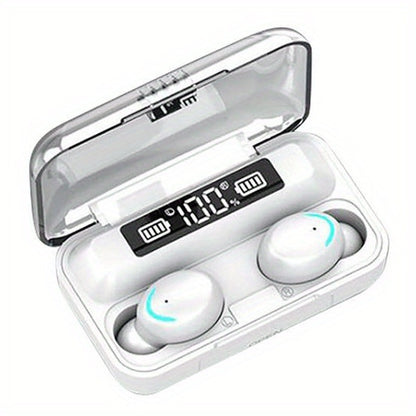 In-Ear TWS Wireless Earbuds with 9D HiFi Stereo Sound, HD Mic, Voice Call, Touch Control, LED Display Charge Case, 800mAh USB Rechargeable Lithium Battery for Gaming - Non, Tangle-Free Cable Included