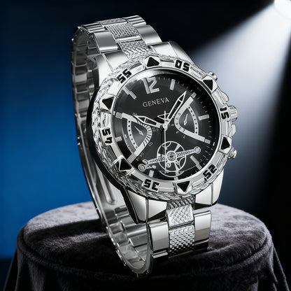 3 շքեղ տղամարդկանց համար նախատեսված նորաձև, գործնական ժամացույցների, դրամապանակի և բանալիի շղթայի հավաքածու, որը կատարյալ է որպես ծննդյան, տարեդարձի կամ տոնական նվեր նրա համար, ներառյալ Սուրբ Ծննդյան նվերներ տղամարդկանց համար