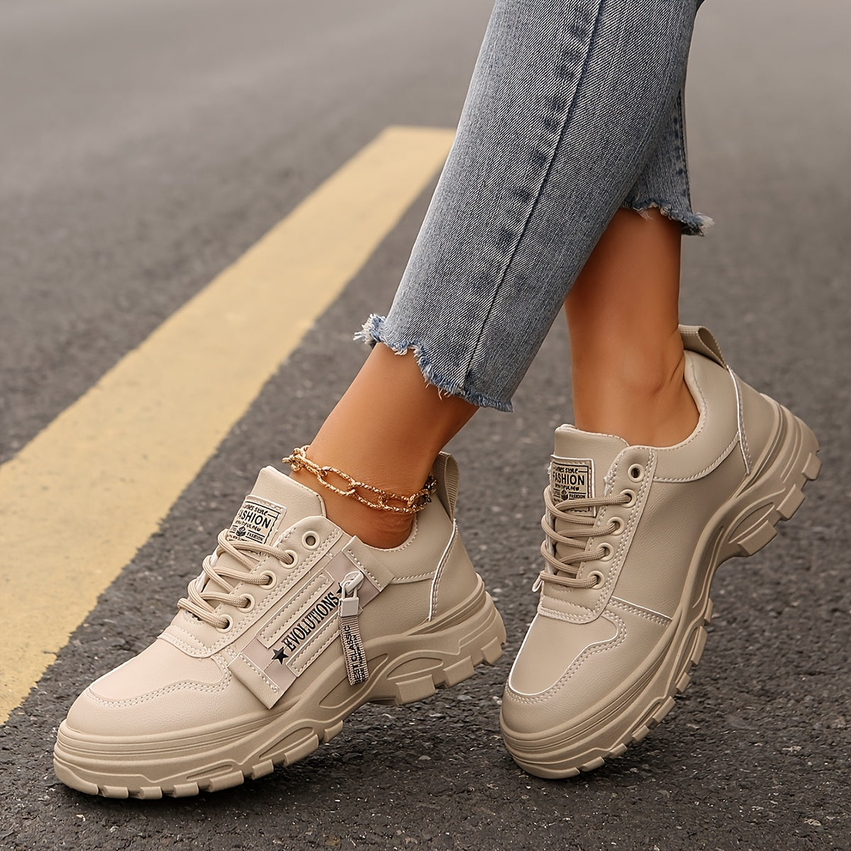 Women'S Breathable Knit Sneakers - Lightweight Thick Sole Casual Walking Shoes in White  Black, Synthetic Cover Upper with Rubber Outsole, Lace-Up Low-Top Design for Indoor/Outdoor, Travel, Beach  Shopping - Cute Gift for M