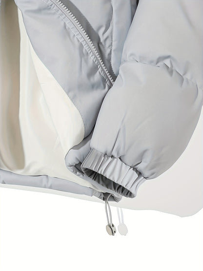 Տղամարդու գունային բլոկներով կարված բաճկոն - հարմարավետ բրդյա ծածկույթով ձմեռային բաճկոն՝ կանգնած օձիքով, կայծակաճարմանդով և բազմաթիվ գրպաններով՝ ամենօրյա հագուստի համար, ձմեռային բաճկոն, հաստ