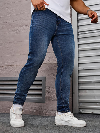 Men's Slim Fit Jeans - Rayon Blend, Stretch Denim, Solid Color, Machine Washable, Everyday Denim|Slim Fit Jeans|Rayon Blend Denim