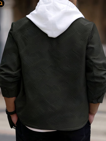 Տղամարդու առօրյա գլխարկով սվիտեր - միագույն երկար թևքով սվիտեր՝ կոճակներով առջևի մասով, սովորական չափսի աշնանային ձմեռային վերնազգեստ ամենօրյա զբոսանքների համար, սվիտեր-բաճկոն, դիմացկուն գործվածք, տրիկոտաժե