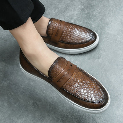 Men's Classic Low-Cut PU Office Loafers Slip-On Shoes