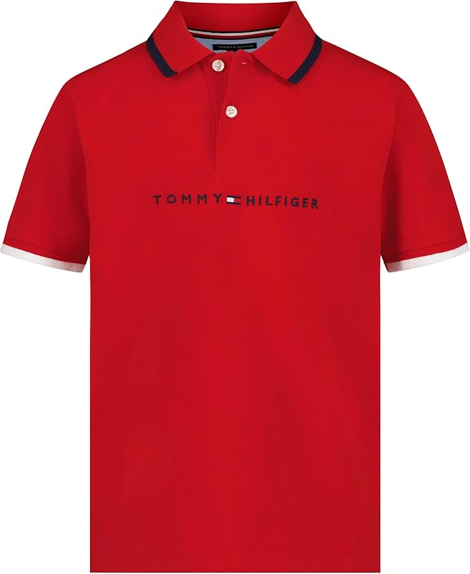 Tommy Hilfiger Boys' Short Sleeve Polo Shirt – Soft Pique Fabric