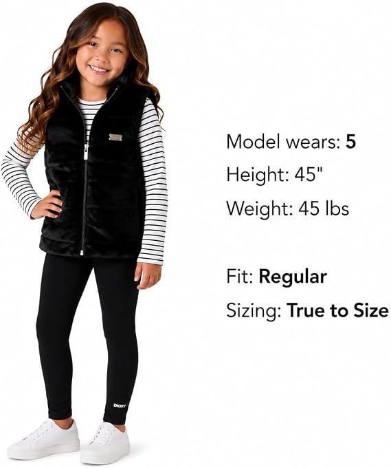 Girls 3 Piece Puffer Vest, Shirt & Flare Leggings Set