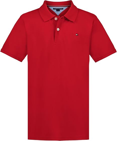 Tommy Hilfiger Boys' Short Sleeve Polo Shirt – Soft Pique Fabric