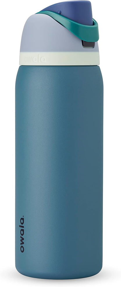 Owala Freesip Insulated Stainless Steel Water Bottle with Straw for Sports, Travel, and School Bpa-Free Sports Water Bottle, 24 Oz, Denim