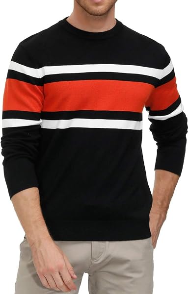 Men's Striped Crewneck Pullover Sweater by PJ PAUL JONES