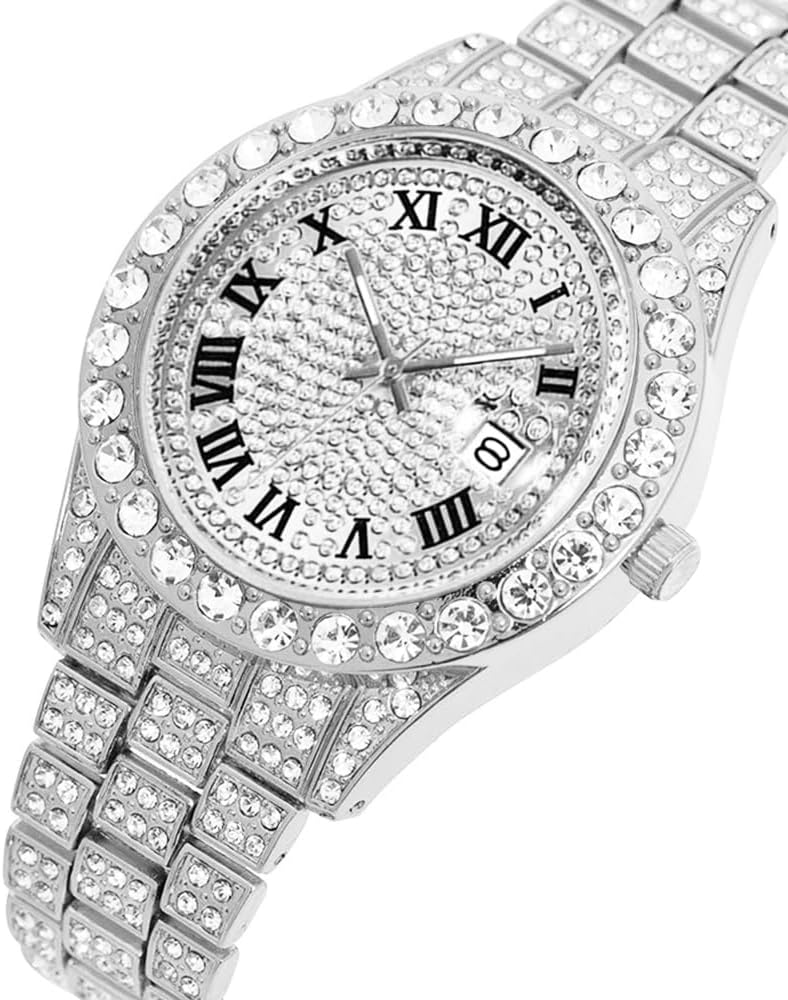 Men's Hip Hop Iced-Out Luxury Quartz Watch with Date