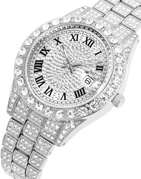 Men's Hip Hop Iced-Out Luxury Quartz Watch with Date