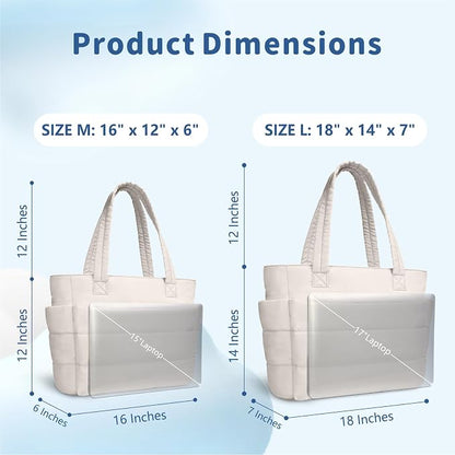 Lightweight Quilted Puffer Tote Bag for Women, Travel & Work