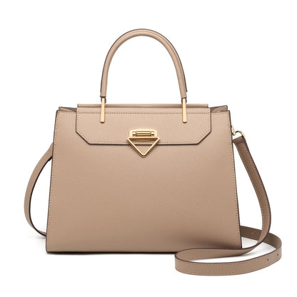 Large Capacity Vintage Women's Leather Handbag with Adjustable Strap