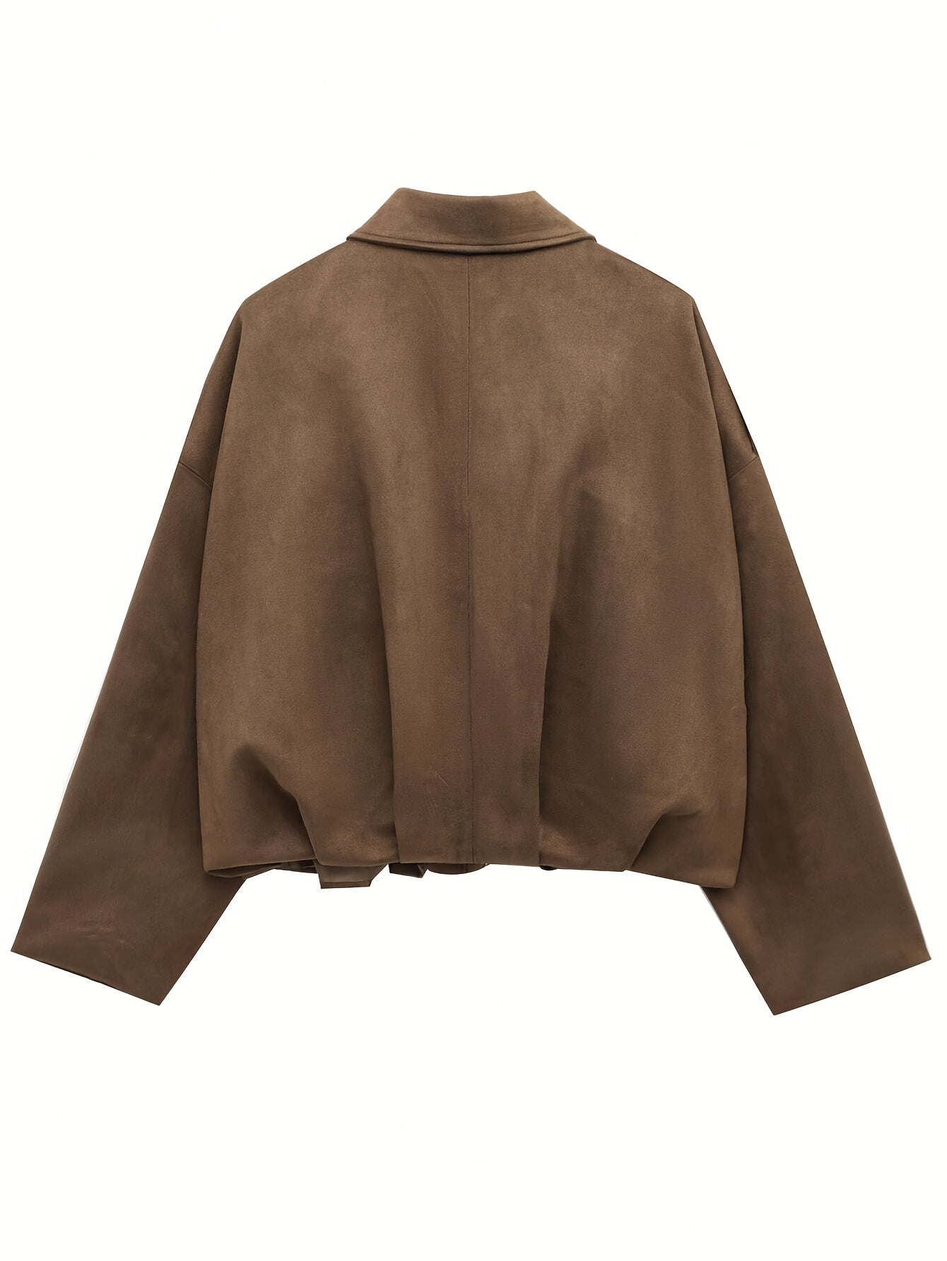 Կանացի վինտաժային բոմբեր բաճկոն - ազատ չափի երկար թևքով, կայծակաճարմանդով և իջեցված ուսերով, շագանակագույն առօրյա վերնազգեստ աշուն/ձմեռ համար, չձգվող գործվածք, իդեալական է առօրյա հագուստի համար, աշուն-ձմեռ բաճկոն | Վինտաժային բոմբեր ոճ | Zipp