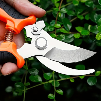 Heavy-Duty Professional Stainless Steel Pruner with Comfort Grip, Multi-Functional Garden Shears and Secateurs - Non-Slip Ergonomic Design for Effortless Spring Assisted Opening & Closing; Sharp Blades Cut Thick Branches With