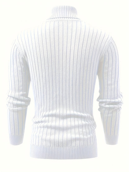 Տղամարդկանց նոր, գունավոր, բարձր օձիքով, երկար թևքերով, ռետրո, քոլեջային ոճի տրիկոտաժե հիմք՝ աշնանային և ձմեռային առօրյա կյանքի համար