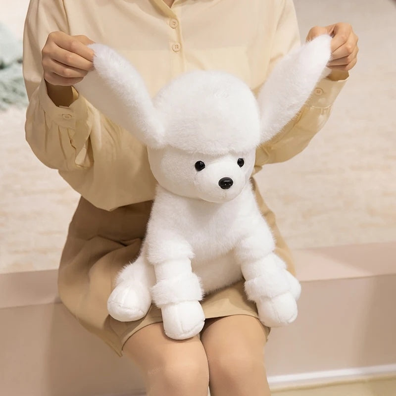 Realistic Poodle Plush Doll - White Poodle Puppy with Fluffy Hair, Paws & Ears, Soft Stuffed Animal for Kids, Collectors, Birthday & Christmas Gifts, Cuddly Companion (No /Easy Care)