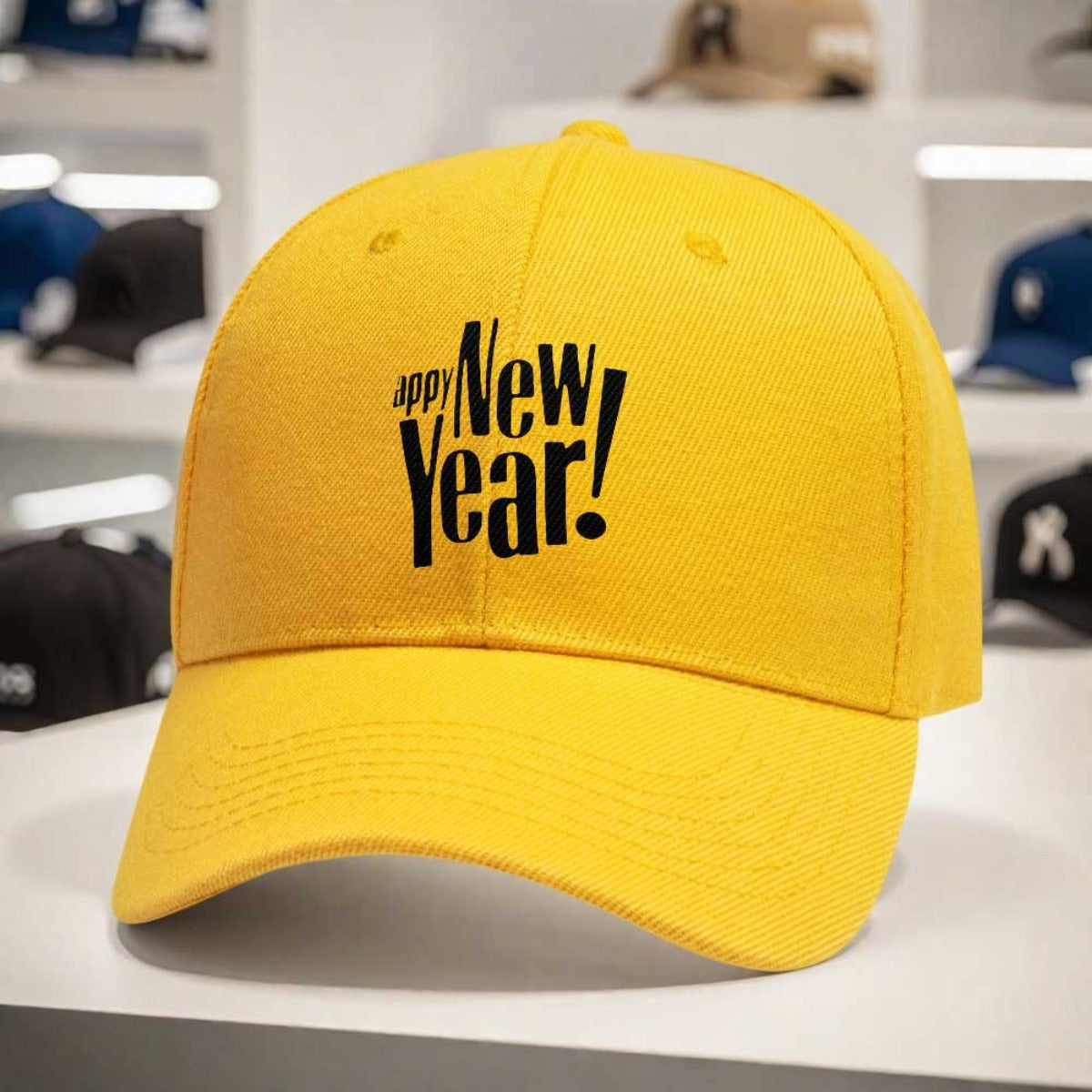 1pc New Year's Eve Party Hat - Adjustable Snapback Cap with Happy New Year Print, Lightweight Unisex Baseball Cap for Men & Women, Black with Bold White Lettering - Perfect for NYE Celebrations, Christmas, New Year's Day, Eve