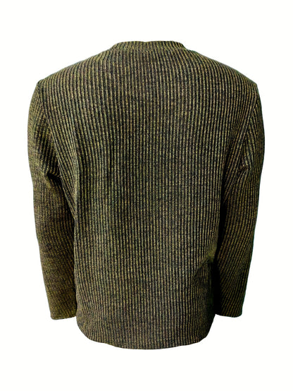 Men'S Casual Long Sleeve Crew Neck Knit Polyester Tops for Spring/Fall, Outdoor, Daily Wear, Weekend, Festival, Valentine'S Day, Independence Day, Birthday, Father'S Day, New Year's, Vacation