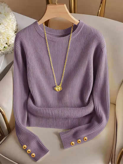 Elegant Ladies' Solid Color T-Shirt for Spring and Fall