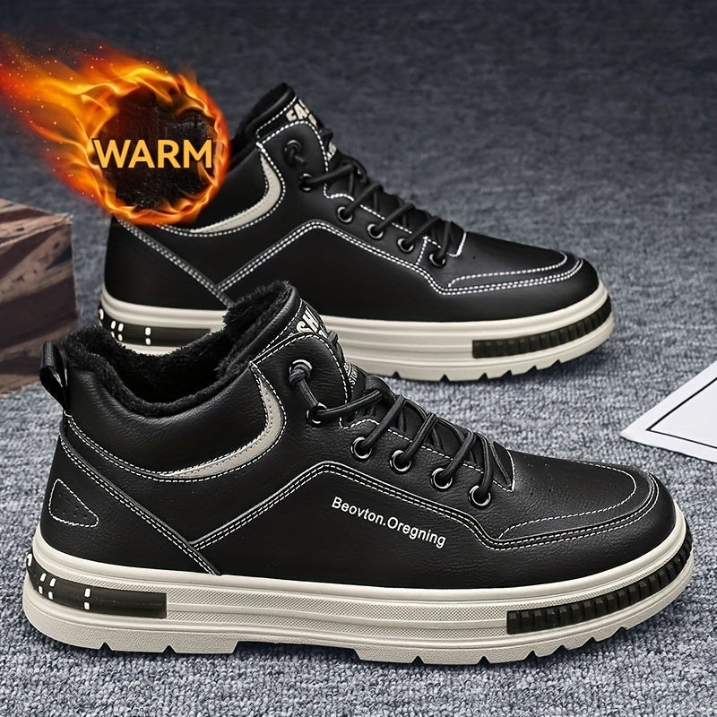 Men's Winter Lace-Up Short Snow Boots for Outdoor and Casual Wear