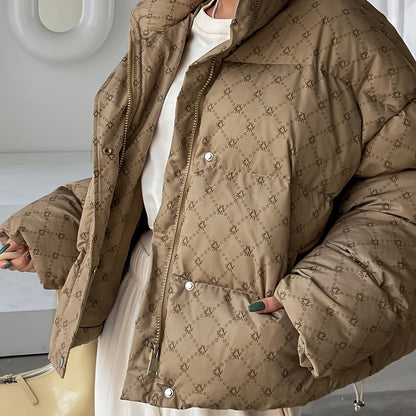 Women's Oversized Winter Coat - Full-Zip Closure, Thickened Outerwear Jacket in Beige/Tan/ Brown/Black/White/Gray/Blue/Red/, Machine Washable Cold Weather Outer Jacket for Everyday & Formal Events