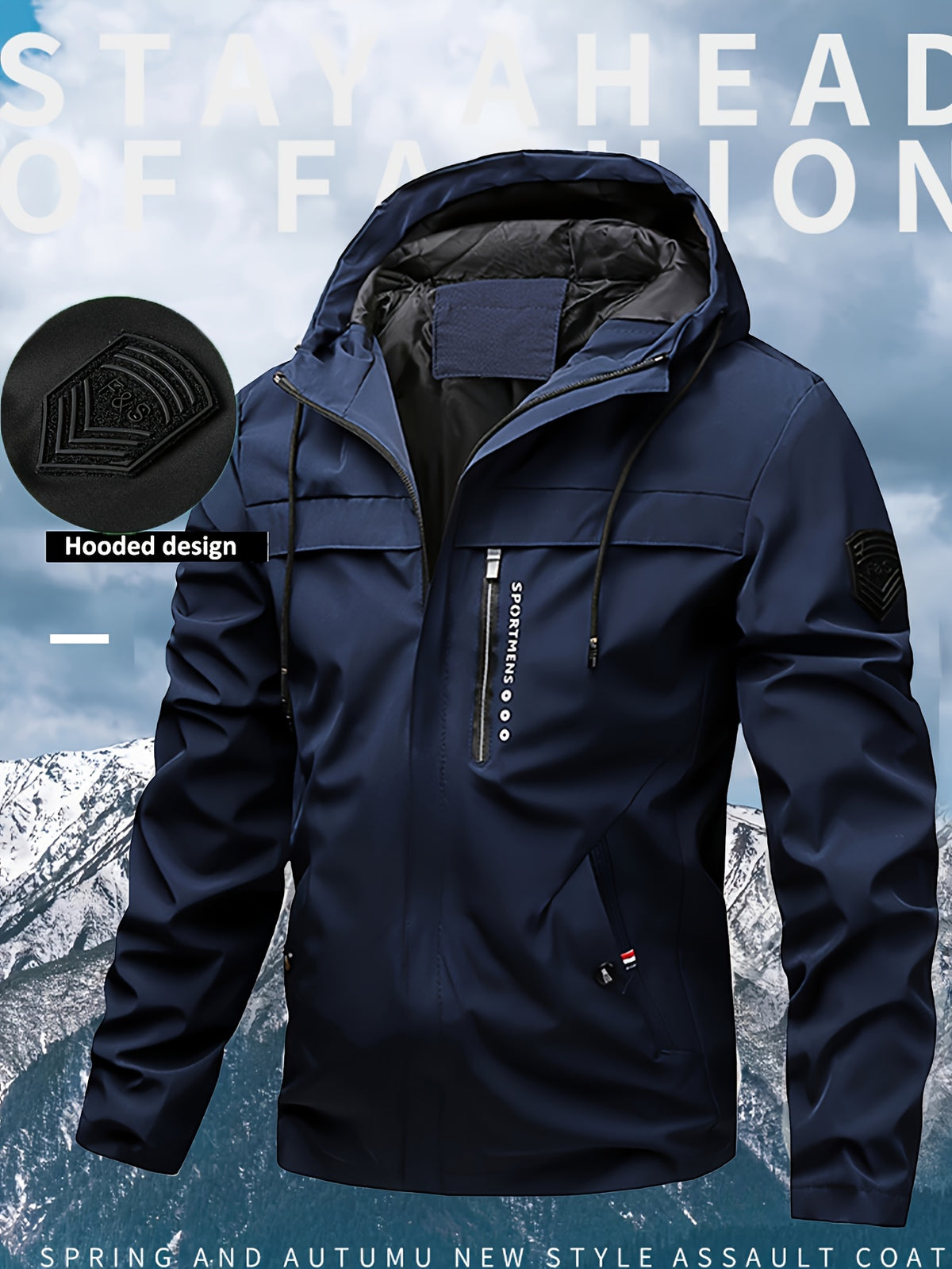Men's Autumn Outdoor Sports Hooded Windbreaker Jacket