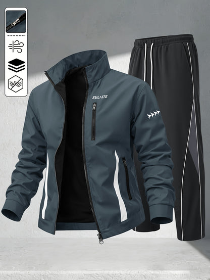 Men's Casual Polyester Athletic Tracksuit Set for Spring/Fall