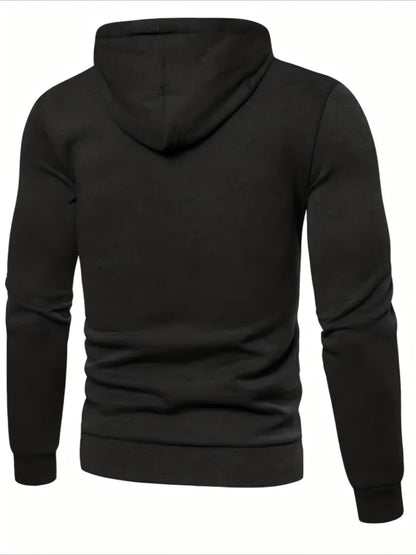 Men's Hooded Zip-Up Jacket Soft Polyester Fall Winter Sporty
