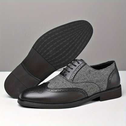 Men's Casual Business Brogue Shoes, Lace-Up Low-Top Loafers