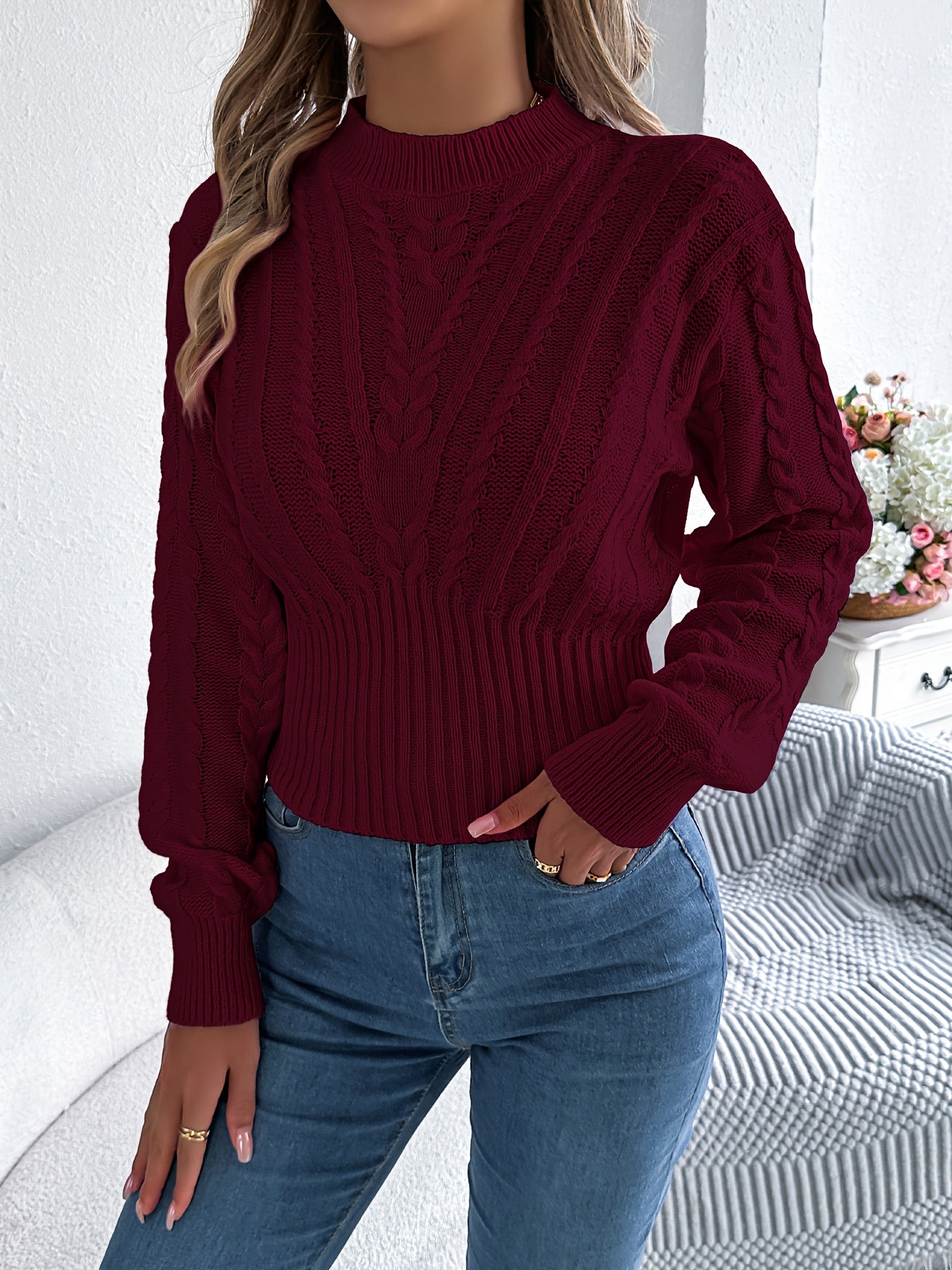 Autumn and Winter Casual Vacation Round Neck Sweater | Long Sleeved Solid Color Women'S Pullover, Medium Stretch Fabric, Regular Fit