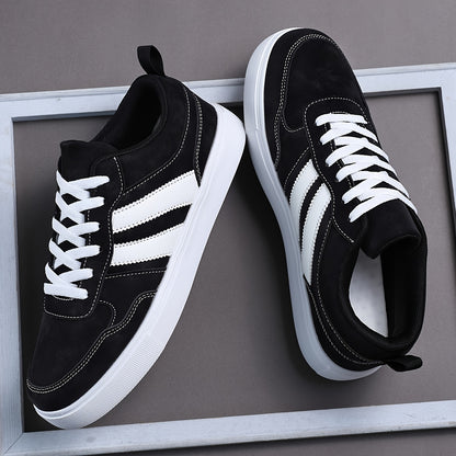 Men's Striped Low-Top Casual Sneakers with Soft EVA Sole