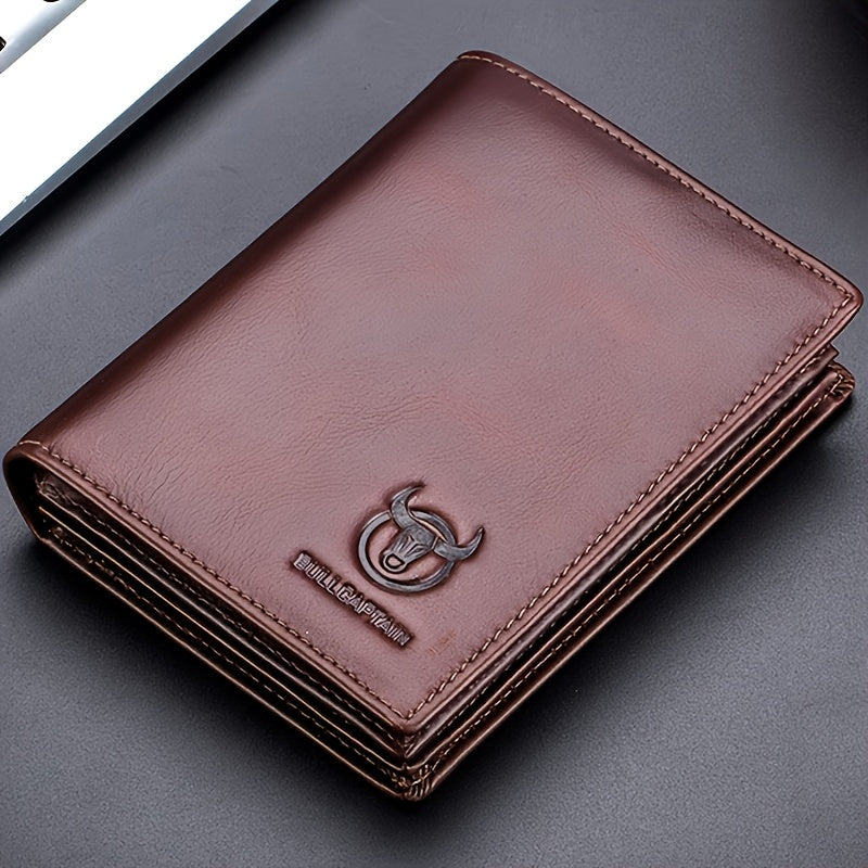 A Lightweight Men'S Leather Wallet Designed for Casual Use, Featuring a Compact Bi-Fold Style, Ample Space for , a Passport Compartment, Multiple Card Slots, And a Storage Pouch for Tickets And - ayq