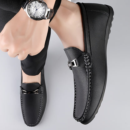 Men's Casual Slip-On Loafers with Metal Buckle - Lightweight & Breatha