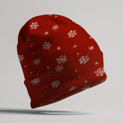 Կանացի ձմեռային գլխարկ՝ կարմիր ձյան փաթիլի նախշով, ձգվող, հարմարավետ, նախատեսված դահուկավազքի, չմշկասահքի, Սուրբ Ծննդյան երեկույթի համար։ Թեթև գլխարկ ցուրտ եղանակի կանանց համար (հեշտ խնամքով)։ Տոնական նվերի գաղափար։