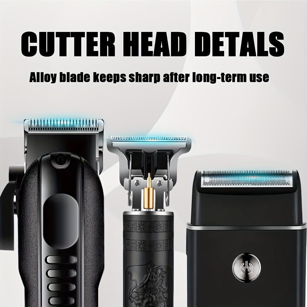 2pcs/3pcs Professional Men'S Hair Clipper - Cordless and USB Rechargeable Beard Trimmer with Limit Comb, Ideal for Haircutting and Beauty, Barber Clippers, Grooming Essentials, Sleek Design, Durable Construction, Personal Car