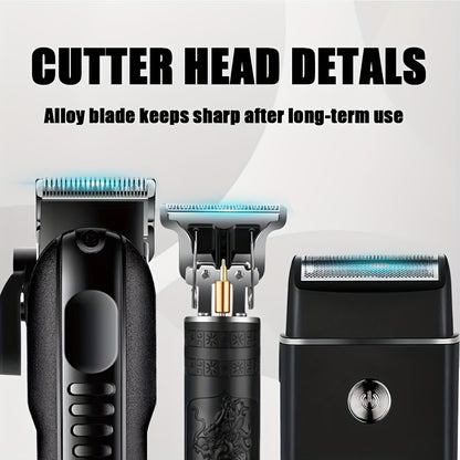 2pcs/3pcs Professional Men'S Hair Clipper - Cordless and USB Rechargeable Beard Trimmer with Limit Comb, Ideal for Haircutting and Beauty, Barber Clippers, Grooming Essentials, Sleek Design, Durable Construction, Personal Car