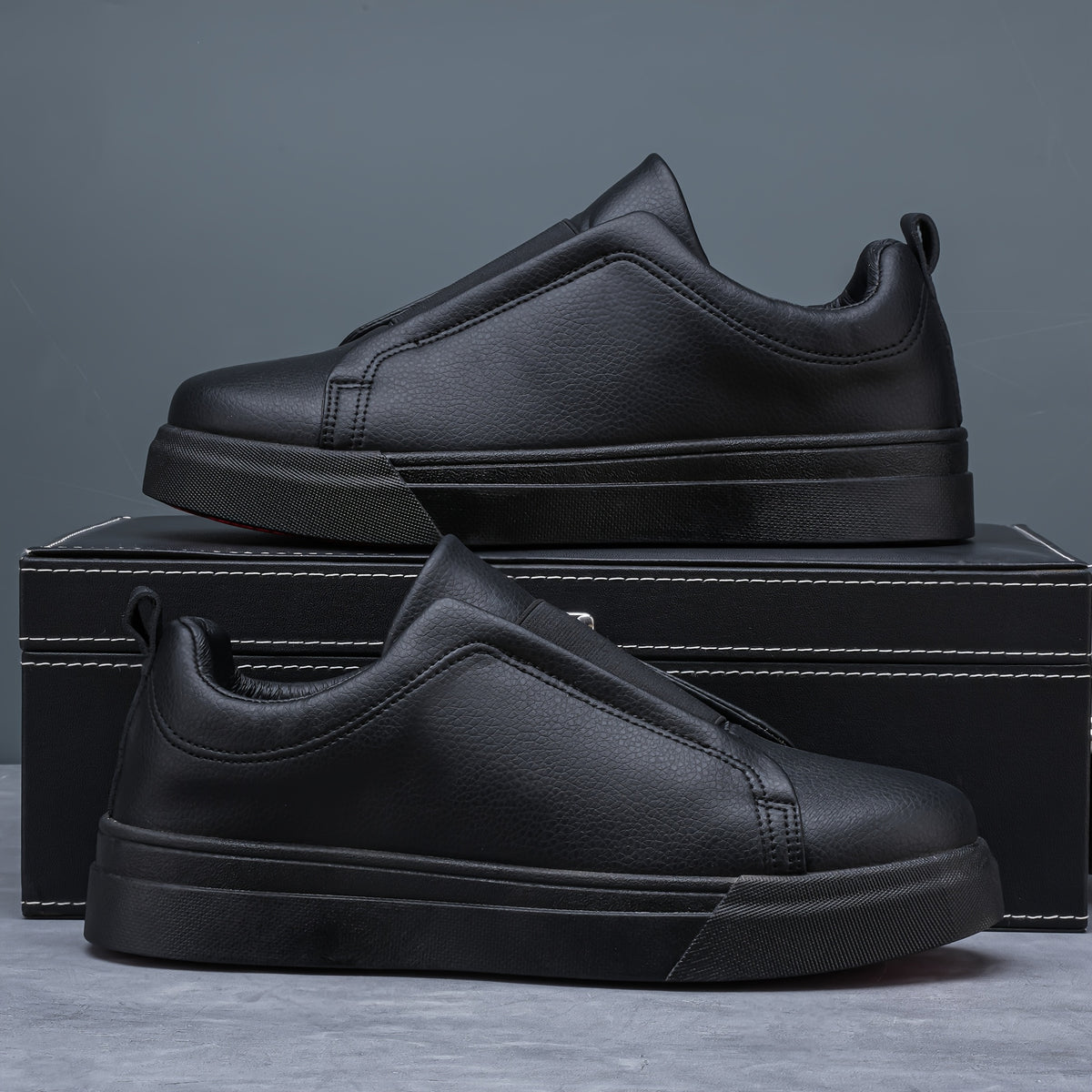 Men's Slip-On Skate Shoes PU Upper Solid Color All-Season