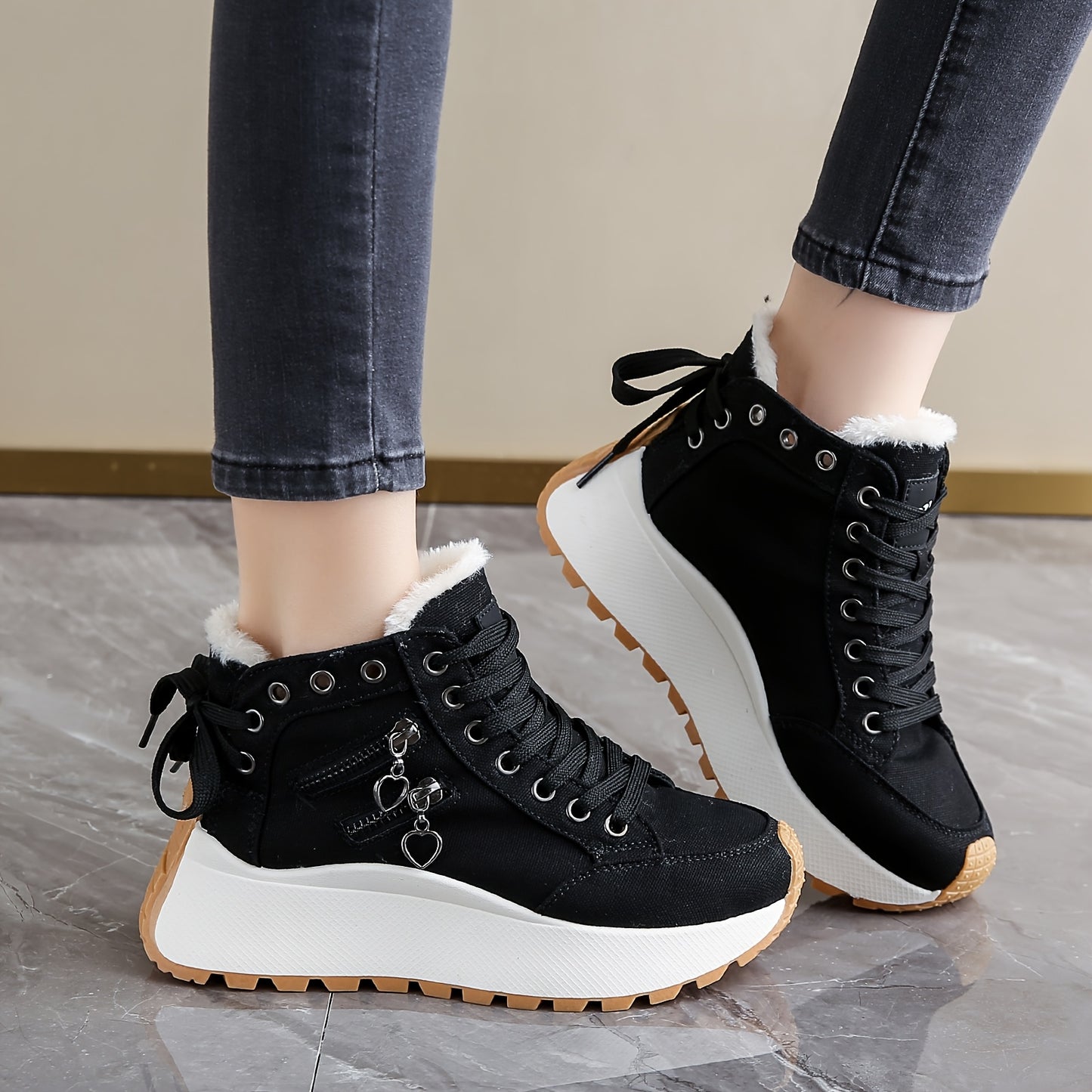 Women'S Winter Boots with Plush Lining - Thickened Warm Snow Boots, Lace-Up Closure, Non-Slip PVC Sole - Elegant Cold Weather Shoes for Everyday & Formal Outfits - Easy-Clean Fabric Upper - Available in Blue, Black, Brown, Re