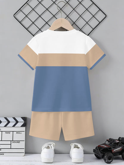 Boys' Summer Casual Short Sleeve Tee and Shorts Set