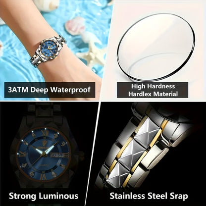 Կանացի առօրյա շքեղ պարզ լուսարձակ օրացույցով քվարցային ժամացույց