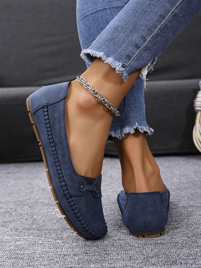 Large Size Trendy Retro Lightweight Metal Buckle Decorative Comfortable Soft Versatile Women's Flat Slip-On Shoes