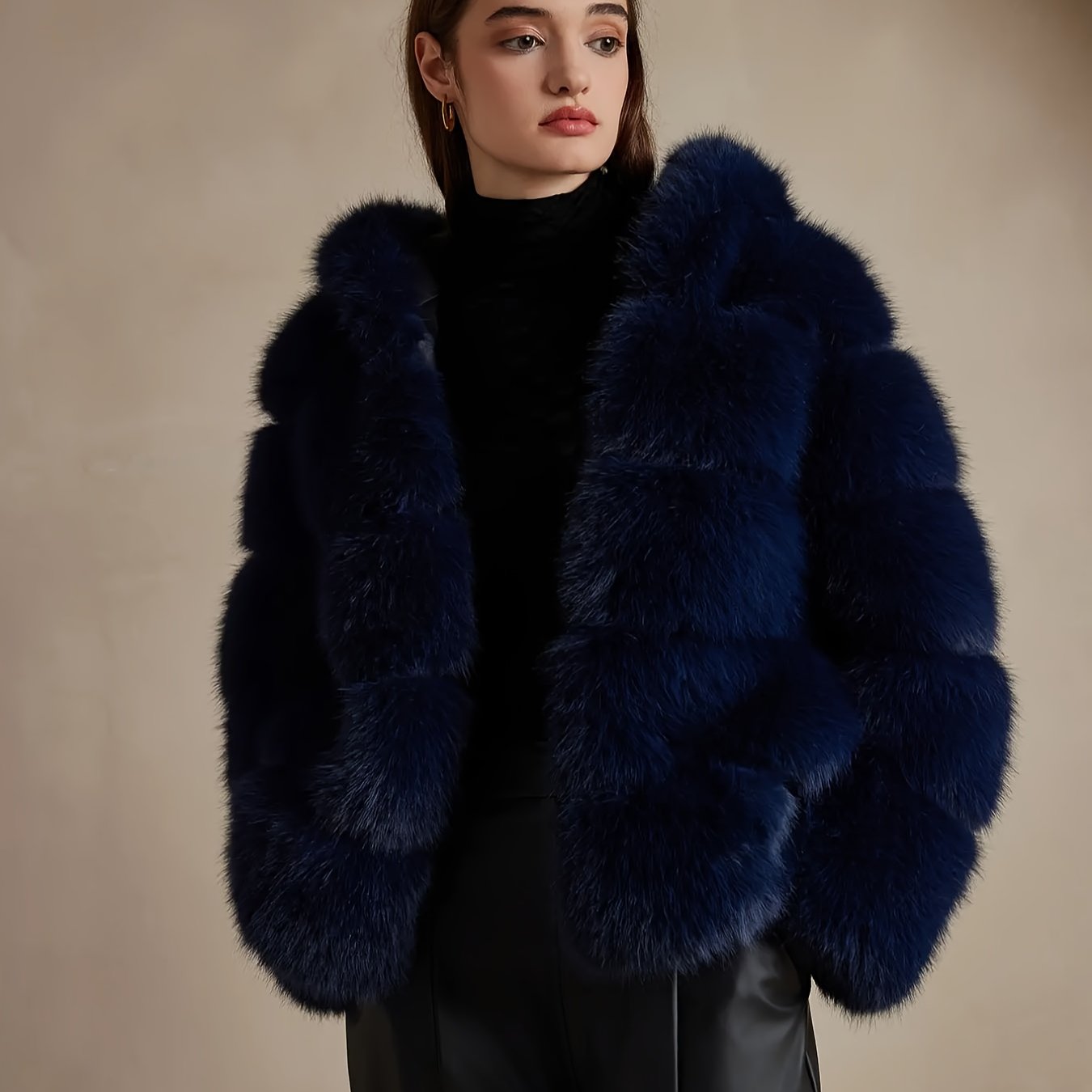 Women's Elegant White faux fur coat - Luxury Winter Outerwear with Single-Button Closure, Machine Washable Cold-Weather Jacket for Evening Events, Parties & Everyday - Chic Winter Coat for Women (Solid Color, O-Line Silhouett