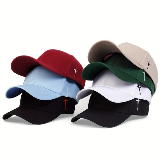 1pc Men's Cross Baseball Cap Adjustable Casual Style Hat For Spring/Fall/Summer, Ideal Choice For Gifts