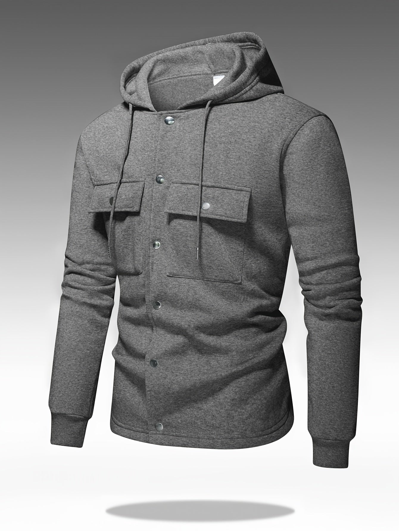 Men's Heavy-Duty Hooded Sweatshirt with Full-Zip Front & Utility Pockets - Olive Green Tactical-Style Outdoor Jacket, Long Sleeve Casual Pullover for Hiking, Camping, Casual Attire - Spring/Fall Layering Essential (Regular Fi