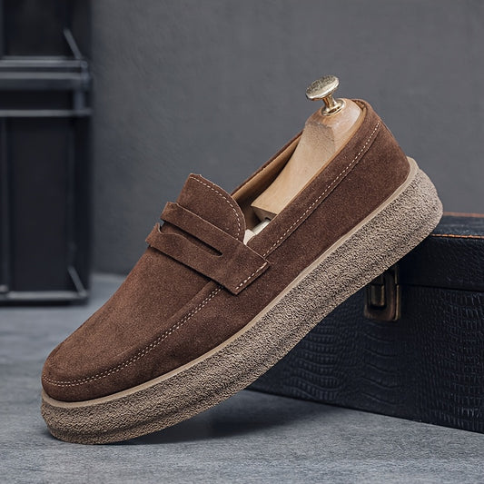 Vintage Casual Street Style Men'S Slip-On Loafers with Round Toe, Solid Color, All-Season, Daily & Casual Wear, Avoid Sun Exposure, Made of Faux, Fabric Inner, Rubber Sole, Fabric Insole