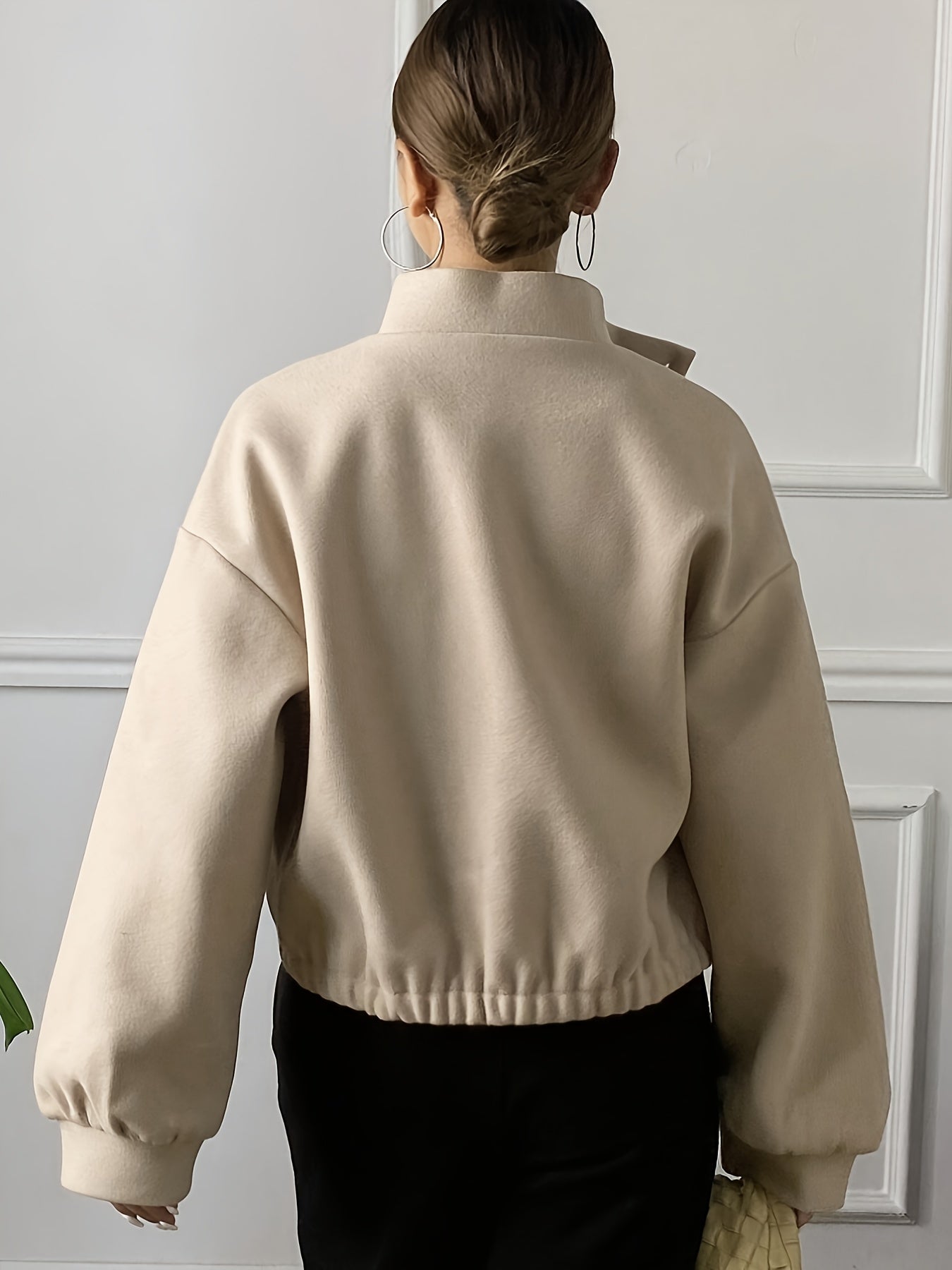 Women'S Elegant Brown Fleece Jacket - Winter Coat with Single-Breasted Button Front, Long Sleeve Tunic Length, Machine Washable & Wrinkle-Resistant, Cozy Outerwear For Fall/winter, Casual To Formal Events, Winter Jacket For W