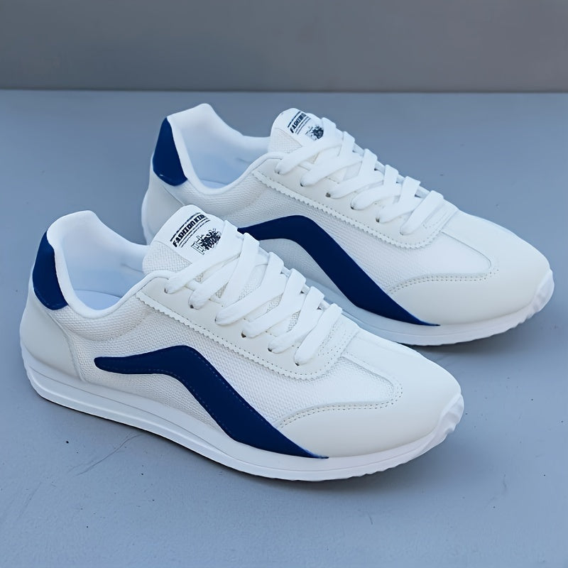 Fashion Sneakers Men'S Breathable Mesh Casual Sports Running Shoes - Striped Low Top Lace-Up Round Toe Comfort Footwear for All Seasons - PVC Sole, Fabric Insole, Everyday & Athletic Use
