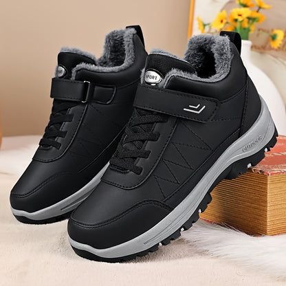 Men'S Casual Solid Color Faux Snow Boots with Plush Lining, Anti-Slip & Wear-Resistant for Outdoor Walking and Hiking in Winter, Winter Boots, Hiking Footwear, Sleek Boot Design, Durable Traction Footwear